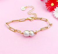 Pearl Charm Gold Bracelet, N6074