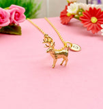 Reindeer Deer Charm Gold Necklace, N1972