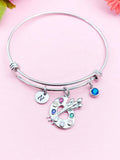 Artist Palette Charm Bracelet, Initial & Birthstone,