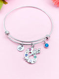 Artist Palette Charm Bracelet, Initial & Birthstone,