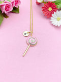 Lollipop Charm Gold Necklace, Pink, N5921