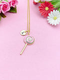 Lollipop Charm Gold Necklace, Pink, N5921