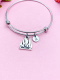 Campfire Charm Silver Bracelet, Burning Fire Flames, N5834A