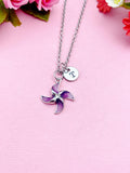 Pinwheel Necklace, Gold or Silver Beautiful Purple Pinwheel Necklace, Windmill Toy, Birthday Gift, N5171A