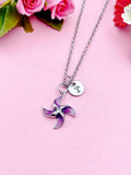 Pinwheel Necklace, Gold or Silver Beautiful Purple Pinwheel Necklace, Windmill Toy, Birthday Gift, N5171A