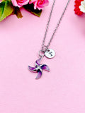 Pinwheel Necklace, Gold or Silver Beautiful Purple Pinwheel Necklace, Windmill Toy, Birthday Gift, N5171A