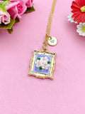 Rose Flower Charm Gold Necklace, Personalized Gift, N6076A