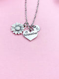 Godmother Necklace, Sunflower Charm, Godmother Charm, Godmother Gift, Personalized Gift, N1454