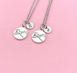 Best Friend Necklace Set, Pinky Promise Charm, Initial Charm, Personalized Jewelry