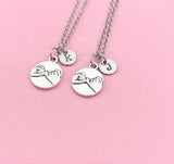 Best Friend Necklace Set, Pinky Promise Charm, Initial Charm, Personalized Jewelry