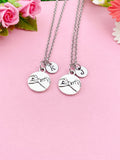 Best Friend Necklace Set, Pinky Promise Charm, Initial Charm, Personalized Jewelry
