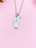 Coffin Skeleton Charm Necklace, Personalized Gift, N3880
