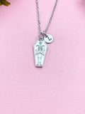 Coffin Skeleton Charm Necklace, Personalized Gift, N3880