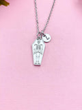 Coffin Skeleton Charm Necklace, Personalized Gift, N3880