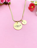 Trumpet Charm Necklace, Silver or Gold Stainless Steel Necklace, D491