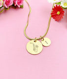Saxophone Charm Necklace, Silver or Gold Stainless Steel Musician Necklace, D493