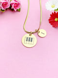 Piano Keyboard Charm Necklace, Silver or Gold Stainless Steel Musician Necklace, D494