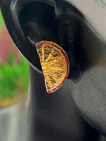 Grapefruit Slice Silver Stud Earrings, Surgical Stainless Steel, N6080