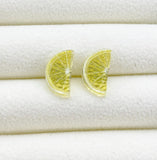 Lemon Slice Silver Stud Earrings, Surgical Stainless Steel, N6080A