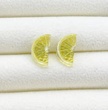 Lemon Slice Silver Stud Earrings, Surgical Stainless Steel, N6080A