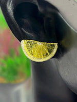 Lemon Slice Silver Stud Earrings, Surgical Stainless Steel, N6080A