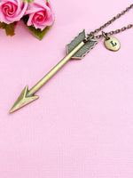 Arrow Charm Necklace, Bronze or Silver, Personalized Gift, N3653