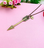 Arrow Charm Necklace, Bronze or Silver, Personalized Gift, N3653
