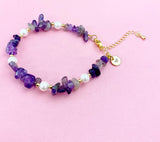 Gold Natural Amethyst Shell Pearl Bracelet, Natural Gemstone Jewelry, N6081