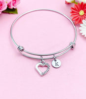 Heart Bracelet, Silver Heart Charm Bracelet, N6082