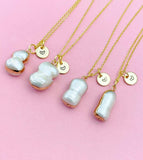 Pearl Necklace, Gold Natural Cultured Freshwater Pearl Charm Necklace, N4626