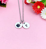 Bear Footprint Charm Silver Necklace, Paw, D475A