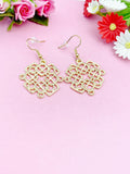 Gold Plated Chinese Knot Dangle Earrings, Stainless Steel Hooks