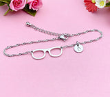Silver Eyeglasses Charm Bracelet Optometrists Ophthalmologists Eye Doctor Medical School Student Gift Idea AN1413