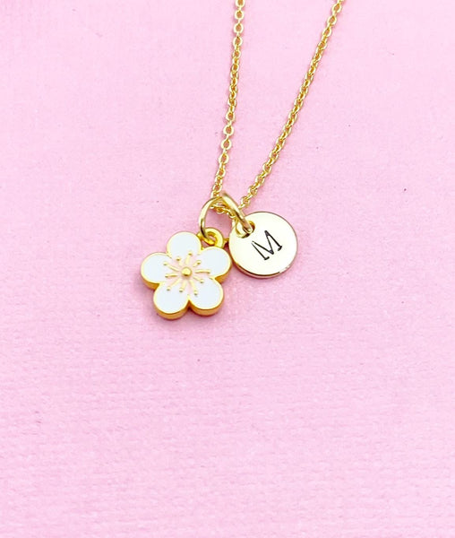 Cherry Blossom Japanese Sakura Charm Gold Necklace, N5301