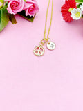 Gold Peace Sign Necklace, 18K Gold Plated, Initial Charm