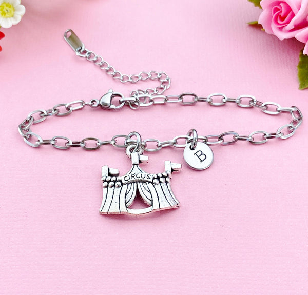 Circus Tent Charm Stainless Steel Bracelet, Summer, Festival, Fair, N1949A