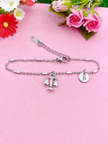 Scale of Justice Bracelet, Initial Charm, Lawyer Graduation Gift