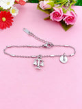 Scale of Justice Bracelet, Initial Charm, Lawyer Graduation Gift