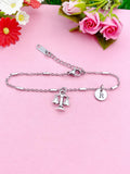 Scale of Justice Bracelet, Initial Charm, Lawyer Graduation Gift