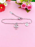 Scale of Justice Bracelet, Initial Charm, Lawyer Graduation Gift