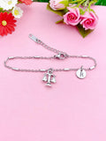 Scale of Justice Bracelet, Initial Charm, Lawyer Graduation Gift