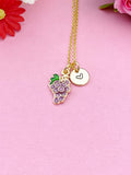 Grape Necklace, Gold Beautiful Purple Grape Necklace, Foodie Gift, Birthday Gift, N5173