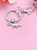 Rhinoceros Charm Keychain in Silver, N1740C
