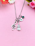 Viola Treble Clef Music Note Charm Necklace in Silver, N3107Z