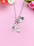 Viola Treble Clef Music Note Charm Necklace in Silver, N3107Z