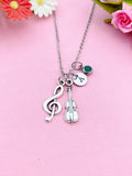 Viola Treble Clef Music Note Charm Necklace in Silver, N3107Z