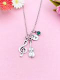 Viola Treble Clef Music Note Charm Necklace in Silver, N3107Z