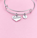 Thank You Bracelet, Heart, Personalized Gift, N4555