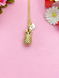 Gold Pineapple Charm Necklace, Ananas Fruit Necklace, Birthday Gift, N5168