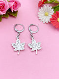 Maple Leaf Charm Silver Earrings, N5142A